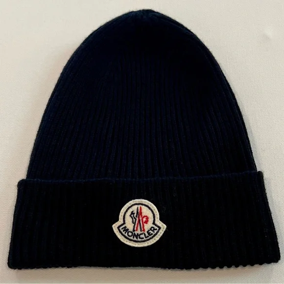 Moncler NWT Black Ribbed Beanie - Picture 1 of 5